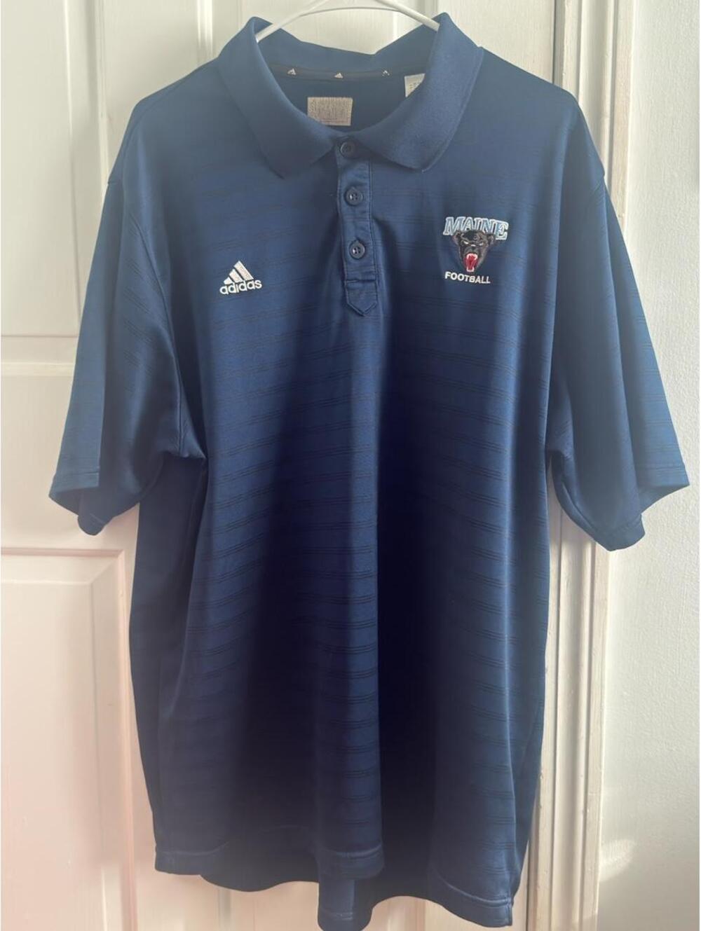 Adidas Navy Blue University of Maine Football Polo Shirt
